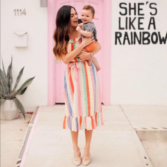 Sezane Dresses & Skirts - Sézane Rainbow Stripe Dress